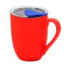 Кружка с крышкой Velvet Duo, софт-тач, красная с синим