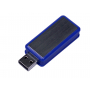 Флеш-накопитель прямоугольной формы, выдвижной механизм, синий