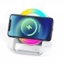 Беспроводная Bluetooth колонка U-Tone RGB c функцией беспроводной зарядки 15W, белая