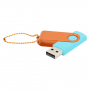 Флешка Designer To Go 2.0 USB, 16Gb, бирюзовая с оранжевым