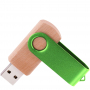 Флешка TWIST WOOD COLOR, светлая с салатовым