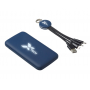 Набор из внешнего аккумулятора и универсального кабеля с подсветкой лого Reserve LED, 10000mAh, темно-синий