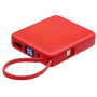Внешний аккумулятор со встроенным кабелем USB-C Дэнси, 5000 мАч, красный