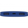 Портативное беспроводное зарядное устройство Impulse 4000 мAч, синий, вид со стороны разъемов