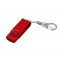 USB-флешка промо с поворотным механизмом и однотонным металлическим клипом, красная
