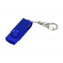 USB-флешка промо с поворотным механизмом и однотонным металлическим клипом, синяя