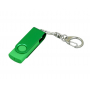 USB-флешка промо с поворотным механизмом и однотонным металлическим клипом, зеленая