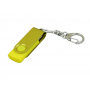 USB-флешка промо с поворотным механизмом и однотонным металлическим клипом, желтая