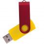 Флешка TWIST COLOR, жёлтая с красным