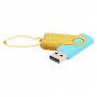 Флешка Designer To Go 2.0 USB, 16Gb, бирюзовая с желтым