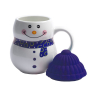 Кружка SNOWMAN с крышкой, белая с синим