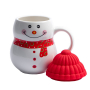 Кружка SNOWMAN с крышкой, белая с красным