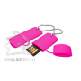 Силиконовая флешка на 16 Гб, овальная, ярко-розовая