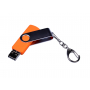 Флешка поворотный механизм c дополнительным разъемом Micro USB 3-in-1 TypeC, оранжевая