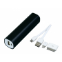 Универсальное зарядное устройство power bank прямоугольной формы, черное, с проводом