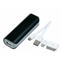 Универсальное зарядное устройство power bank прямоугольной формы, черное, с проводом