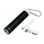 Универсальное зарядное устройство power bank круглой формы с карабином, черное, с проводом