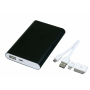 Универсальное зарядное устройство power bank PBM02 , 8000 mAh, черная, с проводами