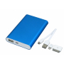 Универсальное зарядное устройство power bank PBM02 , 8000 mAh, синий, с проводами