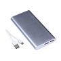 Универсальное зарядное устройство power bank PBM03, 10000 mAh, серебристое с проводом