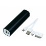 Универсальное зарядное устройство power bank прямоугольной формы, черное, с проводом