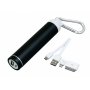 Универсальное зарядное устройство power bank круглой формы с карабином, черное, с проводом