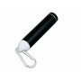Универсальное зарядное устройство power bank круглой формы с карабином, черное, с обратной стороны