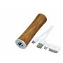 Деревянное зарядное устройство power bank, цилиндр, коричневый, с проводом
