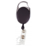 Ретрактор для бейджа овальный с объемной наклейкой, черный