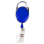 Ретрактор для бейджа овальный с объемной наклейкой, синий